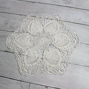 Vintage Handmade Crocheted Lace Doilie Round Cotton Needlework Doily